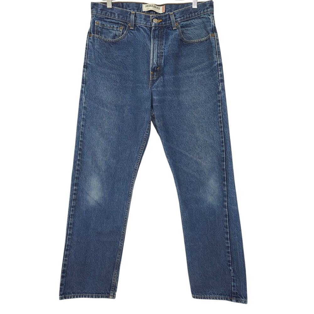 Levi's 505 Regular Fit Jeans Mens 34x32 Medium Blue Wash Straight Leg Denim